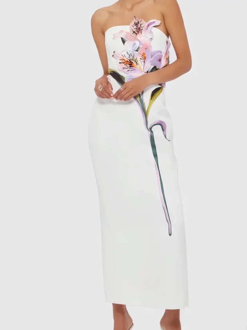 Miss Rosier White Flower Embroidery Maxi Dress Sz Small New w/o tag